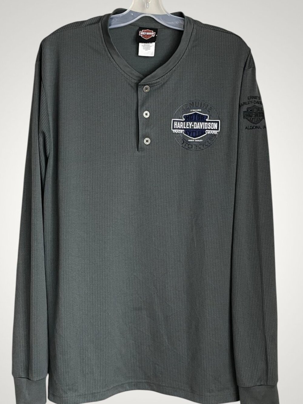 Harley-Davidson Biker Waffle Thermal Henley Button Long Sleeve Shirt Men's XL